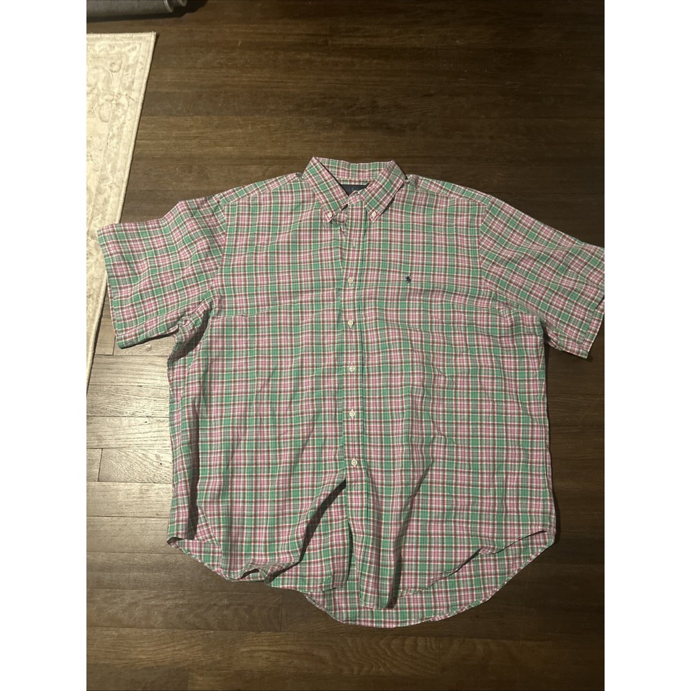Vintage Polo Ralph Lauren Shirt Indian Madras Plaid L/S Button Down Mens 2XL